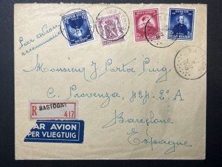 Sobre Circulado 1948 de Bastogne Bélgica a Barcelona España por Avión