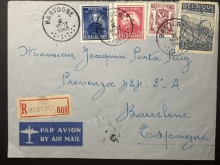 Sobre Circulado 1948 de Bastogne Bélgica a Barcelona España por Avión