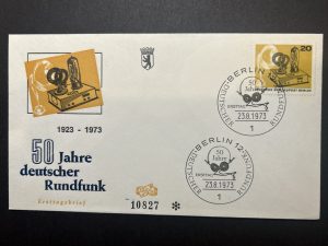 Sobre Primer Día Alemania Federal - 50 Años de Rundfunk - Radio - 1973 sin circular