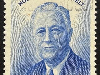 Sello Uruguay 1953 - Homenaje Roosevelt - 7cents. Azul Nuevo