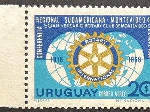 Sello Uruguay 1970 - Rotary Sudamérica - 20$ nuevo