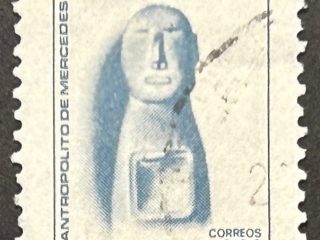 Sello Uruguay 1976 - Antropolito de Mercedes - 0,30 N$ gris