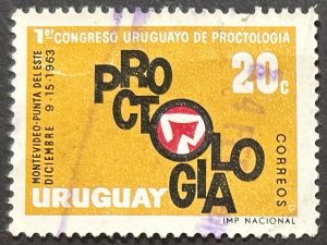 Sello Uruguay 1963 - Congreso Proctologia - 20c usado