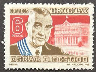 Sello Uruguay 1968 - Oscar Gestido - 6 Pesos Nuevo