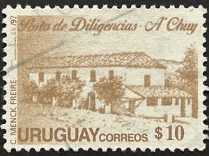 Sello Uruguay 1995 - Posta de Diligencia- 10$ usado sepia
