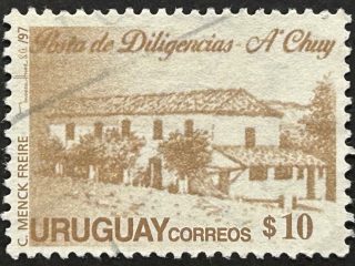 Sello Uruguay 1995 - Posta de Diligencia- 10$ usado sepia