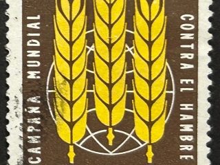 Sello Uruguay 1963 - Campaña Mundial contra el Hambre - 20$ Marrón y amarillo, usado