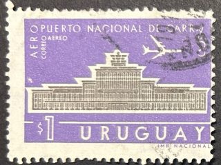 Sello Uruguay 1961 - Aeropuerto Carrasco - 1$ usado