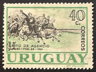 Sello Uruguay 1961 - Gritó de Ascencio- 40c usado
