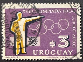Sello Uruguay 1965 - Olimpiadas , Tiro - 3$ Usado