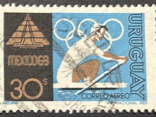 Sello Uruguay 1969 - Olimpiadas Remo - 30$ usado