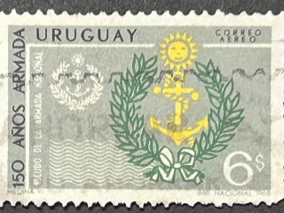 Sello Uruguay 1968 - 150 años de la Armada - 6$ Usado