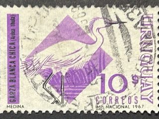 Sello Uruguay 1967 - Garza Blanca - 10$ Usado