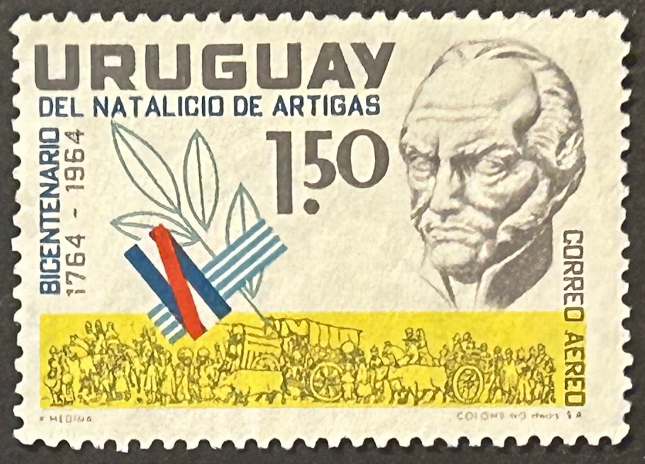 Sello Uruguay 1965 - Bicentenario Natalicio Artigas - 1,5$ usado