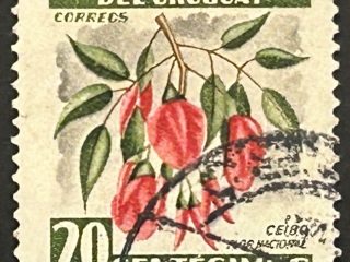 Sello Uruguay - Ceibo Flor Nacional - 20 centésimos, usado