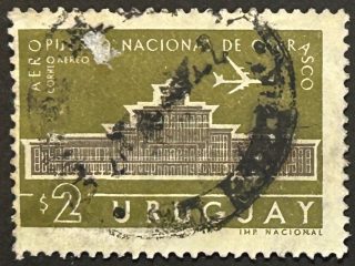 Sello Uruguay 1961 - Aeropuerto Carrasco - 2$ usado