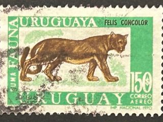 Sello Uruguay 1970 - Puma - 150$ usado, aéreo