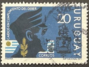 Sello Uruguay 1971 - Caídos en Cumplimiento del Deber - 20$ usado