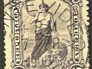 Sello Uruguay 1901 - Mujer con Oveja - 10 centésimos usado