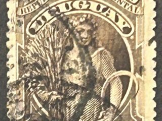 Sello Uruguay 1895 - Ceres - 10 centésimos , marrón usado
