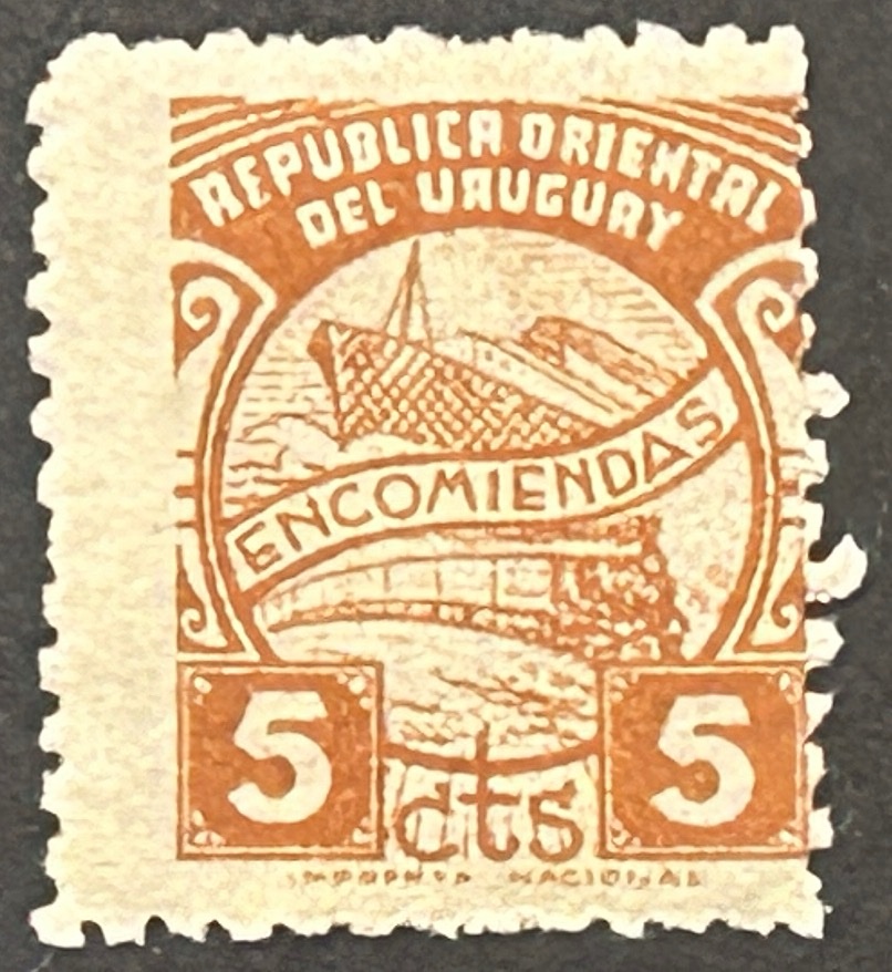 Sello Uruguay 1948 - Encomiendas - 5 cts marrón