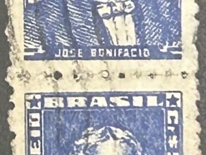 Par Sellos Brasil 1959 - José Bonifacio - 50 Cr$ Azul Usado