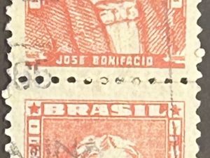 Par sellos Brasil 1959 - José Bonifacio- 20 Cr$ Rojo Usado