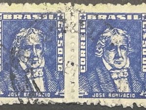Par Sellos Brasil 1959 - José Bonifacio - 50 Cr$ Azul Usado