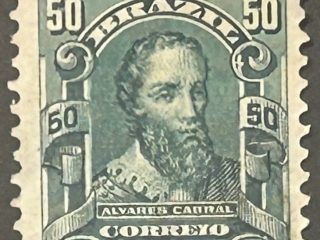 Sello Brasil 1906 - Álvarez Corral - 50 Reis Verde Oscuro usado