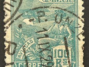 Sello Brasil - Aviación - 100 Reales, verde usado