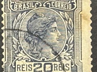 Sello Brasil 1918 - República - 20 Reis Azul, Usado