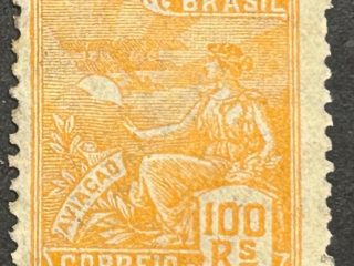Sello Brasil 1922 - Aviación - 100 Reis, Naranja Claro , Usado