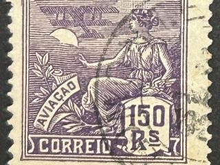 Sello Brasil 1921 - Aviación- 150 Rs. Violeta , usado