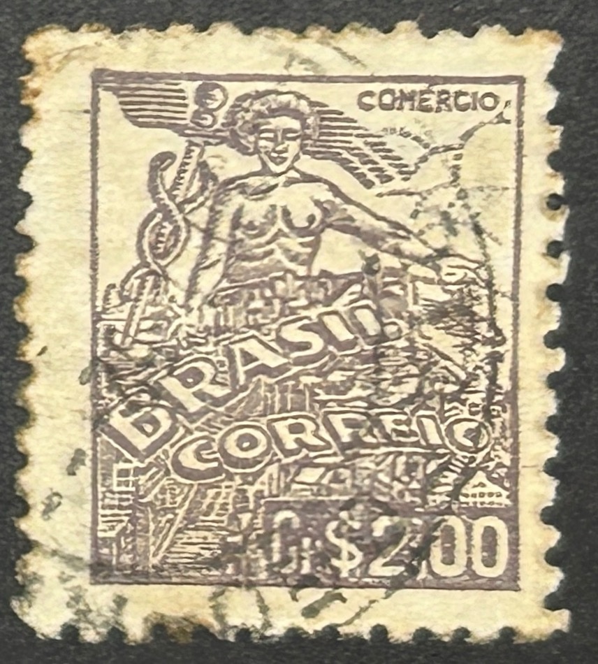 Sello Brasil 1946 - Comercio - 2,00 Cr$ gris usado