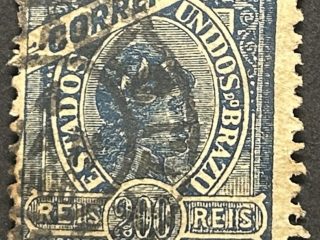Sello Brasil 1900 - efigie República - 200 Reis Azul, usado