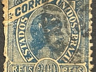Sello Brasil 1900 - efigie República - 200 Reis Azul, usado