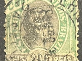 Sello Brasil 1905 - República- 300 Reis Verde y Negro , usado