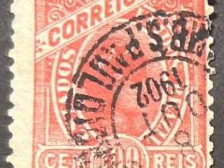 Sello Brasil 1900 - República - 100 Reis , Rojo Usado
