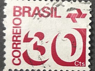Sello Brasil 1975 - Servicio Postal - 30 Cts Rojo Púrpura usado