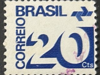 Sello Brasil 1972 - Servicio Postal - 20 Cts Azul, usado