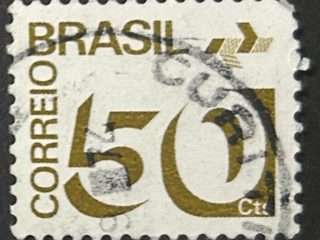 Sello Brasil 1974 - Servicio Postal - 50 CTs Ocre, usado