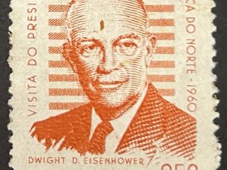 Sello Brasil1960 - Visita Eisenhower- 6,50 , Naranja Aereo Usado