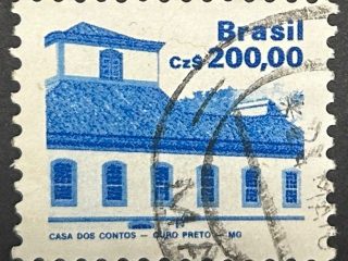 Sello Brasil 1988 - Casa dos Contos - 200 Cr$ Azul usado
