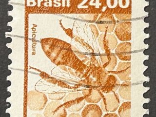 Sello Brasil 1982 - Apicultura- 24,00 Cr$, Marrón Usado
