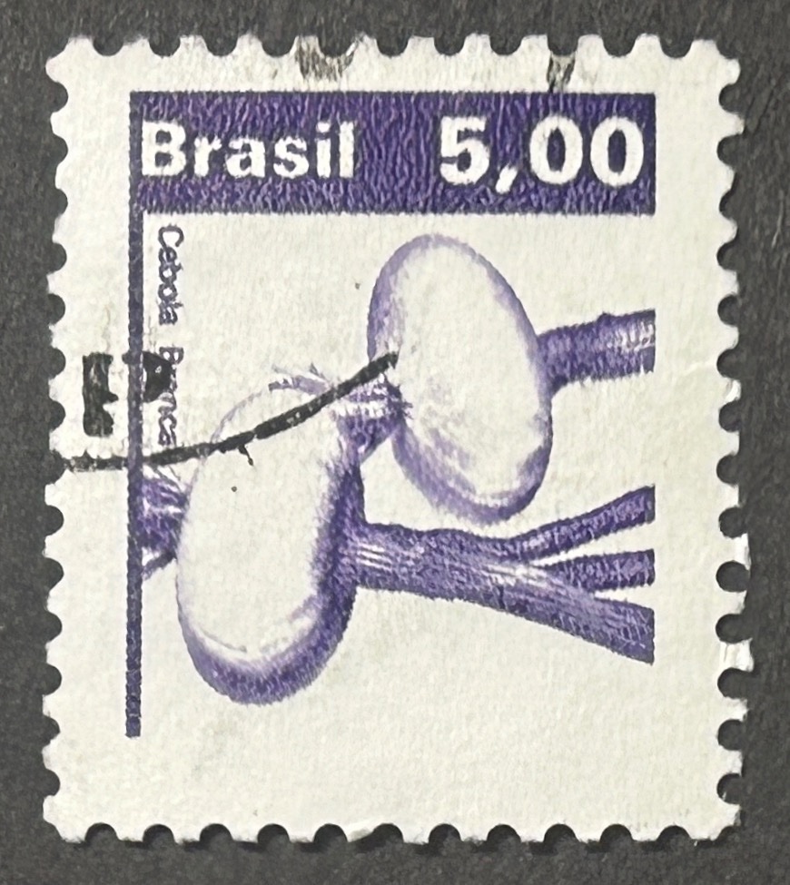 Sello Brasil - Cebolla - 5,00 Cr$ Lila Usado