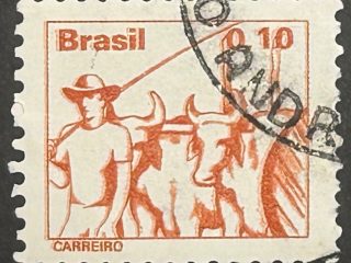 Sello Brasil 1977 - Carreiro- 0,10 Cr$ Marrón Usado