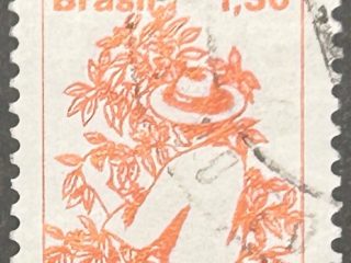 Sello Brasil  1977 - Colhedor de Café- 1,30 Cr$ Naranja Usado