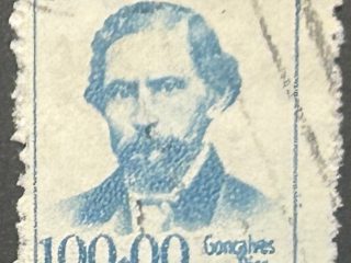 Sello Brasil 1965 - Gonçalves Días - 100,09 Cr$ Azul. Usado