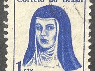 Sello Brasil 1967 - Madre Joana Angelica - 1 Cts Azul Oscuro. Usado