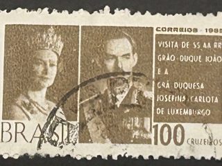 Sello Brasil 1965 - Visita Duques de Luxemburgo- 100 Cr$ Marrón . Usado